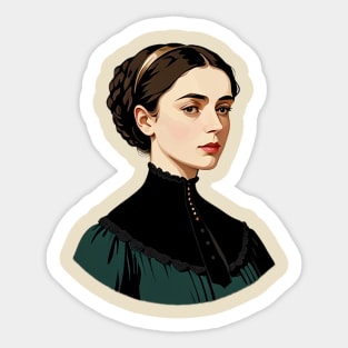 Sad Victorian Lady Wearing a Green and Black Blouse Sticker